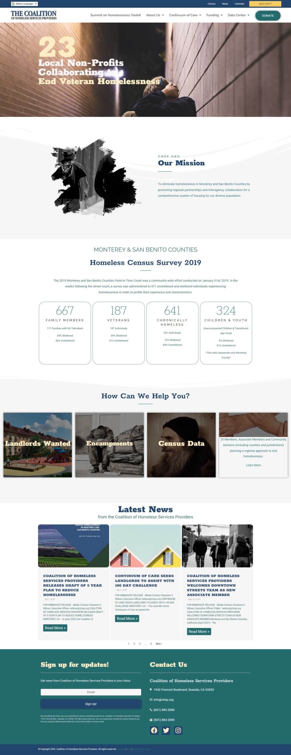 coalition of homeless service providers website redesign