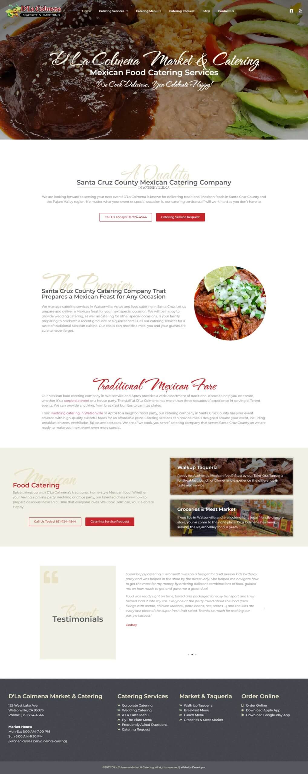 restaurant website design