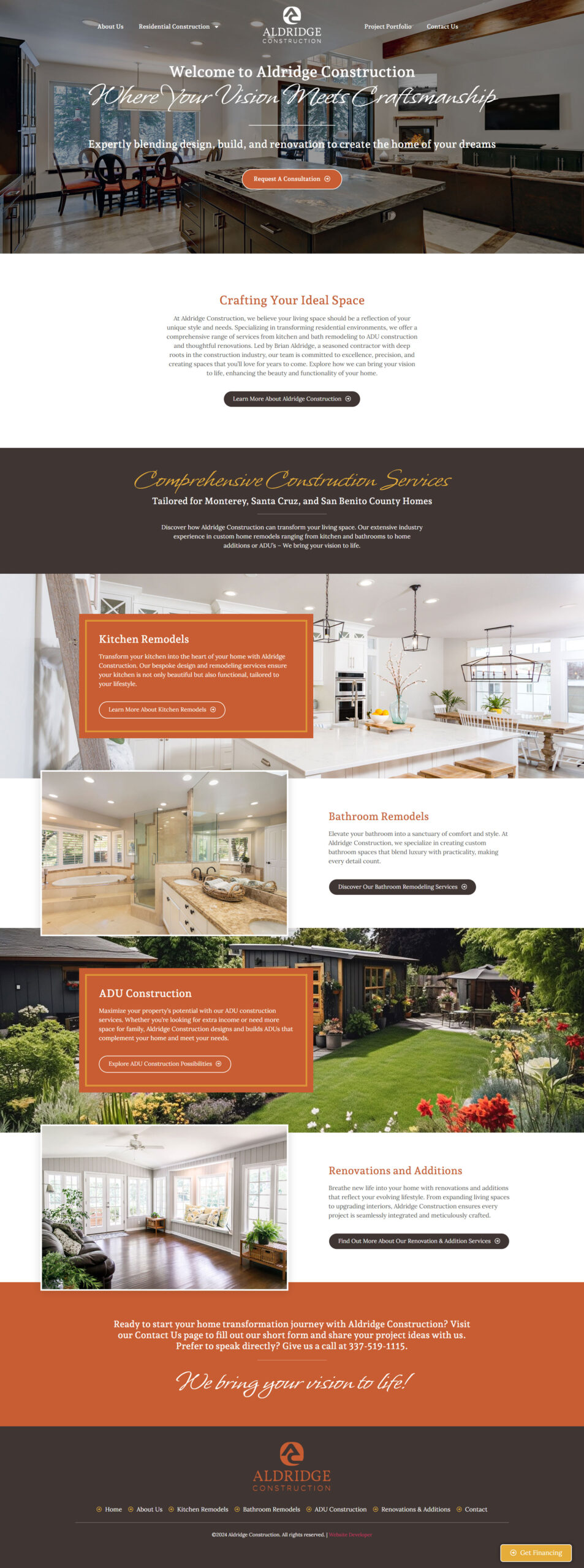 aldridge construction contractor website design