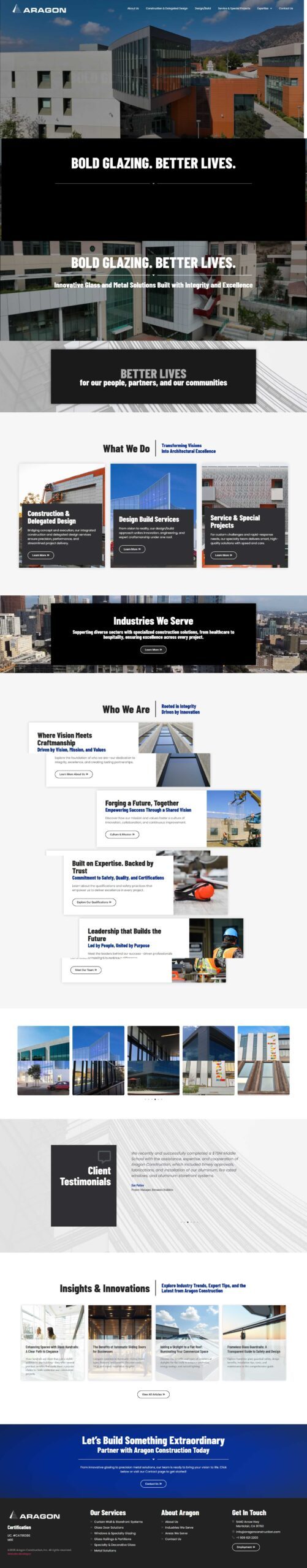 Aragon Construction Website Design