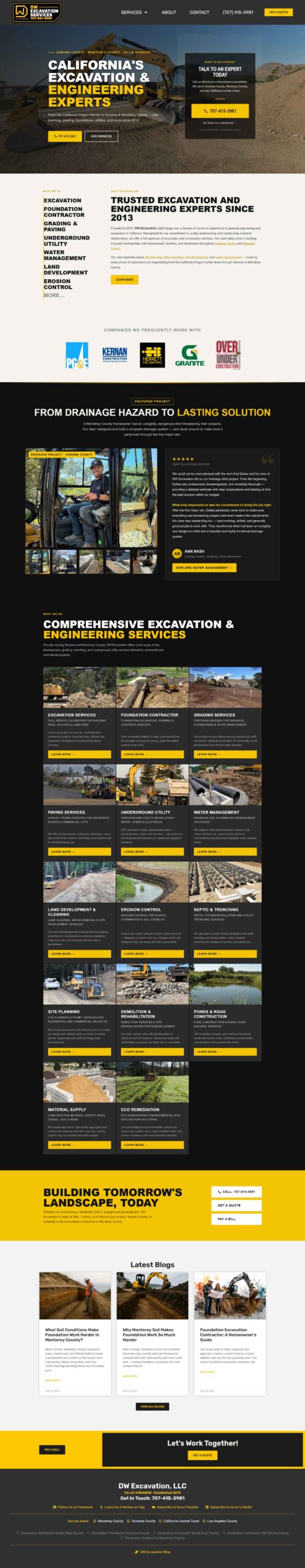 DW Excavation website design — Core6 Marketing