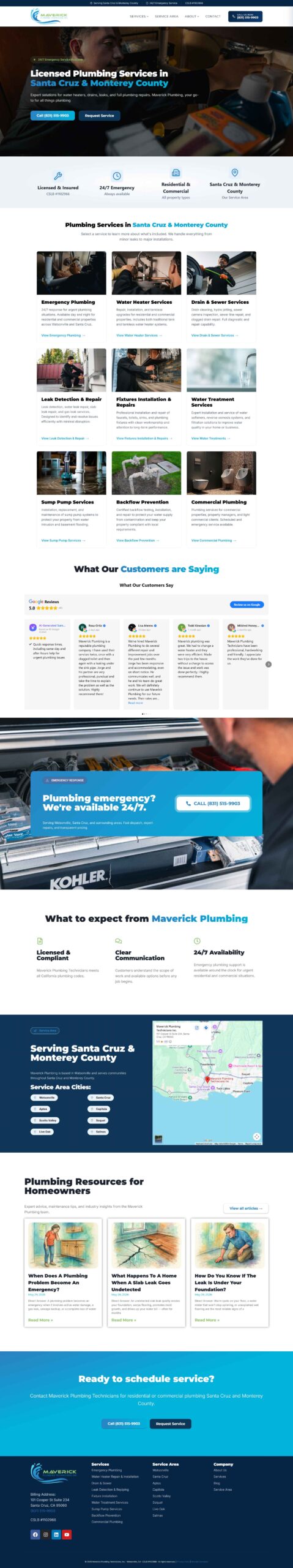 Maverick Plumbing Technicians website design — Core6 Marketing