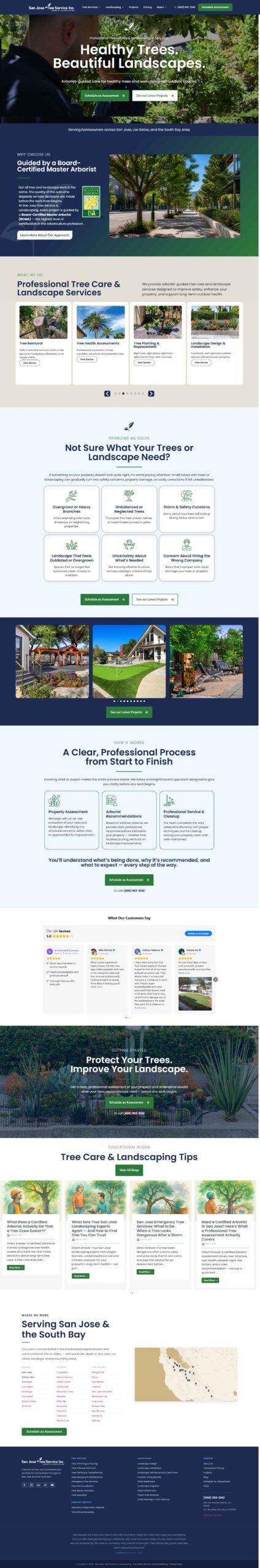 San Jose Tree Maintenance website design — Core6 Marketing