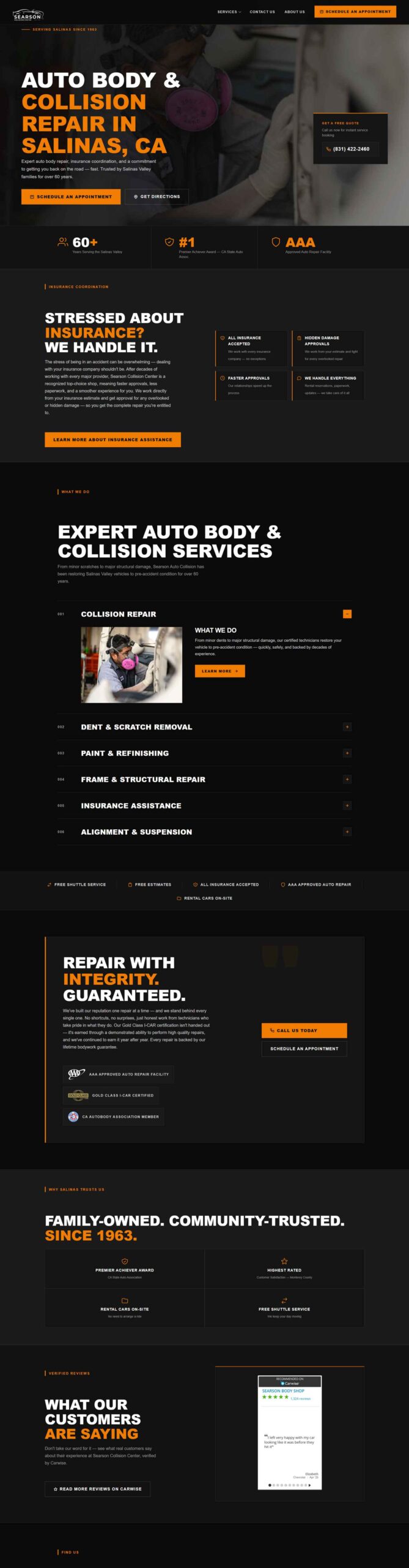 Searson Collision Center website design — Core6 Marketing