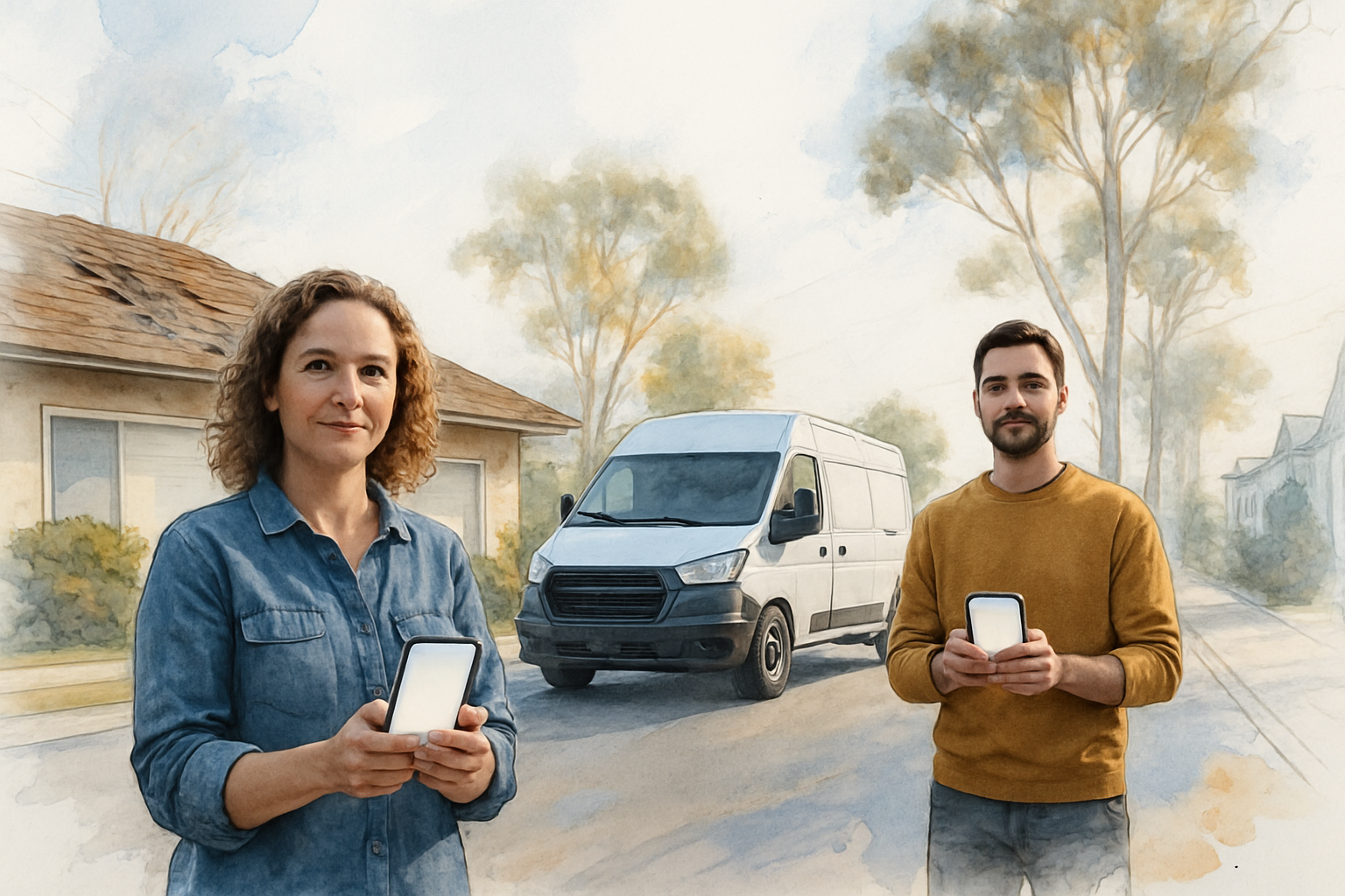 Two neighbors on the same street checking phones, getting different contractor answers in AI search